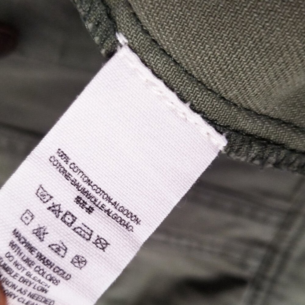 Free People Olive Army Green Distressed Crop Denim Jacket Size 4 100% Cotton - Picture 12 of 15